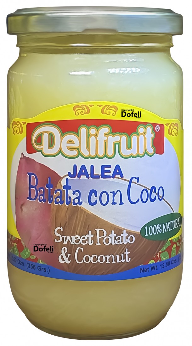 Dominican sweet potato coconut jam by Delifruit, smooth texture and tropical flavor for pastries.